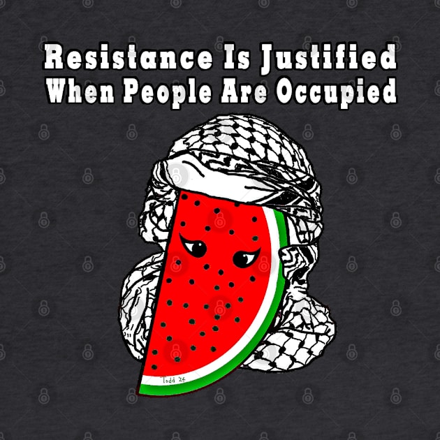 Resistance Is Justified When People Are Occupied Watermelon Keffiyeh Free Palestine With Eyes - Wrapped - Front by SubversiveWare